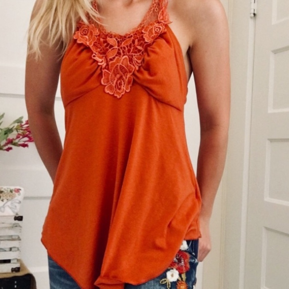 Orange with lace halter.